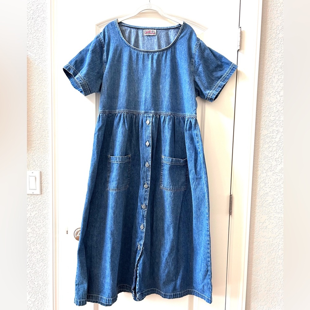 bill blass Blue Denim Maxi Dress